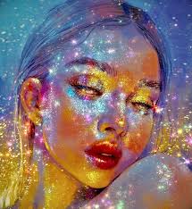 Glamour Sparkle Glossy Girl Rainbow Aesthetic Portrait Art Girly Art Digital Art Girl
