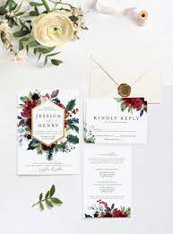 Holiday Wedding Invitation Template Winter Rustic Printable Etsy Christmas Wedding Invitations Holiday Wedding Invitations Wedding Invitation Templates