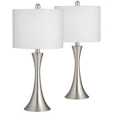 Gerson Brushed Nickel Led Table Lamps With Dimmers Set Of 2 79g40 Lamps Plus In 2020 Modern Table Lamp Table Lamp Led Table Lamp