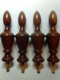 4 Wood Finial Finials Bedpost Bed Post Craft Used Bed With Posts Finials Small Curtain Rods