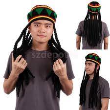 Bob Marley Reggae Jamaican Rasta Hat Dreadlock Wig Caribbean Beret Cap Dress Hats Wig Hat Crochet Cap
