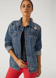 Armani jackets are stylish must have for any designer jeans. Jacket In Cotton Denim With Patches Woman Emporio Armani