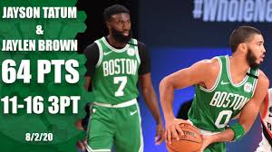 Without brown available, boston will rely heavily on jayson tatum and kemba walker to produce offensively. Jayson Tatum Jaylen Brown Drop 64 On The Blazers 2019 20 Nba Highlights Youtube
