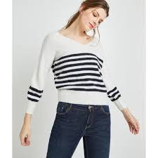 Détails produit pull marinière ras de cou gris avec rayures bleu, manches longues, coupe droite/regular. Grain De Malice Pull Mariniere Femme Ecru Cdiscount Pret A Porter