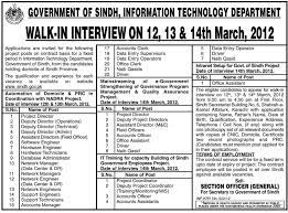 Start your new career with us today! Government Of Sindh Information Technology Department Jobs