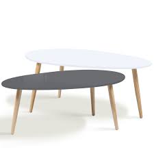 D'une forme généreuse et originalement arrondie, cette table de salon vous surprendra agréablement. Tables Basses Gigognes Scandinaves Blanche Et Grise Lot De 2 Id Market