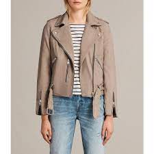 Allsaints Balfern Leather Biker Jacket 560 Liked On Polyvore Featuring Outerwear Jac Beige Leather Jacket Outfit Beige Leather Jacket Biker Jacket Outfit