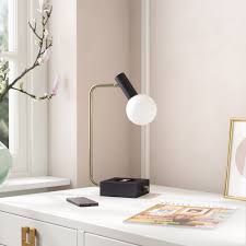 Brushed nickel touch control desk lamp with charging outlet and usb port. Mack Milo Addora 17 5 Desk Lamp With Usb And Outlet Reviews Wayfair