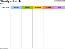 Effective Blank 7 Day Schedule Excel Calendar Template Weekly Calendar Template Daily Calendar Template