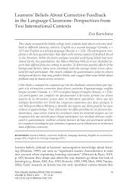I had to pull myself out. Pdf Learners Beliefs About Corrective Feedback In The Language Classroom Perspectives From Two International Contexts