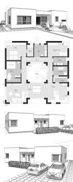 Bauhaus Bungalow Modern Grundriss Mit Innenhof Flachdach Einfamilienhaus Ebenerdig Bauen Architektur Moderne Grundrisse Grundriss Bungalow Bauhausstil Haus