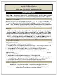 laboratory analyst resume sample