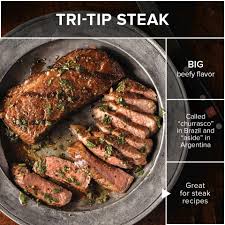 Check spelling or type a new query. Omaha Steaks The Tri Tip Steak Is Unique Beefy And Currently Popping Up On Menus Everywhere From Trendy Brazilian Steakhouses To Your Kitchen This Steak Is Rich With Beef Flavor Plays Nicely