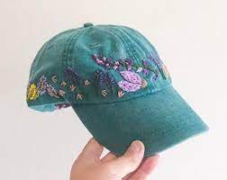Hand Embroidered Hat Embroidered Cactus Hat Floral Etsy Custom Embroidered Hats Embroidered Hats Hat Embroidery