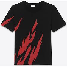 Black And Red Designer T Shirt Saint Laurent Black And Red Short Sleeve Flame T Shirt 485 Liked On Polyvore Featuring Men S Fas Mens Printed Shirts Black Plaid Shirt Black Flannel Shirt