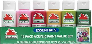 Apple Barrel 12 Essential Colors Matte Finish Craft Acrylic Paint