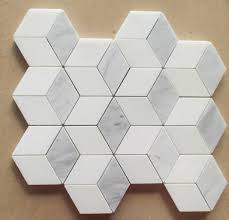 If marble can be a theme, this bathroom by square footage, via houzz, would be its best example. China Carrara White Marble Bathroom Kitchen Home Decor Wall 3d Hexagon Herringbone Mosaic Tiles China Mosaic Tiles Marble Mosaic