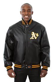 Oakland Athletics Full Leather Jacket Black J H Sports Jackets