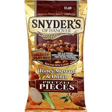 The irresistible flavor of honey mustard and onion pieces means they'll disappear . Snyders Pretzel Pieces Honey Mustard Onion Pretzels The Markets