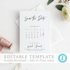 Save The Date Template Calendar Wedding Printable Save Our Etsy Save The Date Templates Diy Calligraphy Save The Date