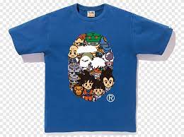 Fashion casual t shirt casual promo a baby milo x one piece x mini chooper size m 2xl 100% cotton. T Shirt A Bathing Ape Bape Store Singapore Bape Baby Milo Bape X Dragon Ball Z Tee 8 Blue Brand Tee Off White Shirts Tshirt Blue Png Pngegg