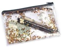 Estrella Color Lila X2f Lapiz Caso Monedero Transparente Pencil Case Glitter Bag Cute School Supplies