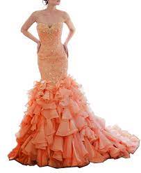 Any advice for those planning now? Iluckin Mermaid Sweetheart Crystal Diamond Organza Wedding Dress With Court Train Ruffles Bridal Ball Gowns Orange