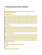 Membuat proposal untuk usaha makanan tidak sulit karena, setiap orang hanya perlu mencantumkan beberapa poin penting untuk menjelaskan usaha mereka secara garis besar. Proposal Paella Docx Proposal Usaha Makanan Internasional Pusat Pengembangan Wirausaha Mandiri 2018 Kata Pengantar Segala Puji Hanya Milik Allah Swt Course Hero