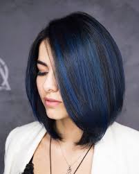Modny Bob 2019 Dark Blue Hair Brown Hair Blue Highlights Blue Hair Highlights