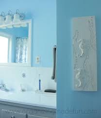 My Daughter Picked The Blue Color And Wanted It To Be Ocean Y The Wall Color Is Sherwin Will Ocean Bathroom Decor Kids Bathroom Makeover Bathroom Design Decor
