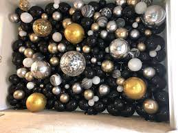 Black gold and silver decorations. Organic Balloon Wall Black And Gold Party Decorations Black Party Decorations Black Gold Party