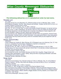 Wise County Messenger Obituaries 2003 Last Names R-Z