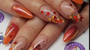We provide quality nails in any shapes, designs or sizes that you want! Autumn Crackle Acrylic Nails Ombre Pigment Glitter Embedding Cjp Acrylic Youtube