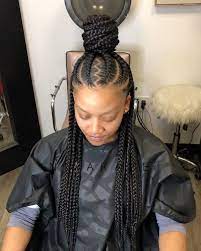 Triangle Part Large Fulani Braids Half Up Half Down This Was A Temporary Bun Feedins Feedin Fulani Braids Twist Braid Hairstyles Box Braids Hairstyles