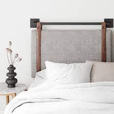 Wayfair.com has been visited by 1m+ users in the past month Nathan James Harlow Twin Wall Mount Headboard Light Gray Fabric Upholstered Headboard Adjustable Height Vintage Brown Pu Leather Straps With Black Matte Metal Rail Gray Brown Walmart Com Walmart Com