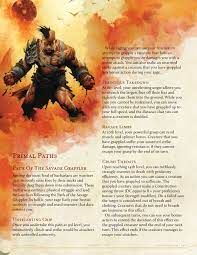 Rage is the barbarian's defining class feature. Path Of The Savage Grappler Barbarian By 20d12hd Dnd 5e Homebrew Barbarian Dnd Dnd