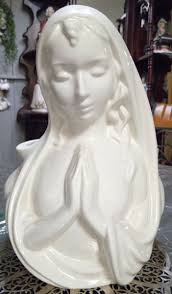 VINTAGE HEAD VASE PLANTER HAEGER 3775 LARGE 13.5" MADONNA MARY PRAYING  PORCELAIN