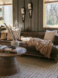 Living Room With Brown Furniture