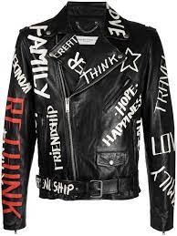 Golden Goose Word Print Leather Biker Jacket Black In 2021 Biker Jacket Custom Leather Jackets Leather Biker Jacket