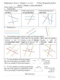 Get notes and materials via whatsapp for paying a liitle amount of money; Mathematics Form 3 Chapter 1 2 3 4 By Kelvin Circle Polygon