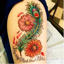 This Tattoo Is For My Uncle Who Passed Away I Love This Quote From Bohemian Rhapsody Any Way The Wind Blows By Far My Tattoos Feather Tattoo Flower Tattoo
