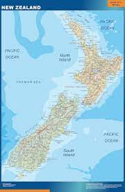 Physical map of new zealand. New Zealand Map Wall Maps Of He World