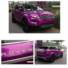 A Very Flashy Range Rover Evoque Spotted In Beijing China The Evoque Is Wrapped In An Eye Slashing Shiny Purple Wra Range Rover Evoque Range Rover Fancy Cars