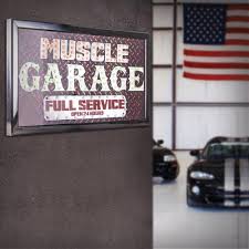 Crystal Art Gallery Muscle Garage Full Service Open 24 Hours Led Signs Black Led Signs Light Up Signs Art Gallery