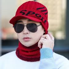 Mũ len kèm khăn quàng cổ nam nữ YONA nón len lưỡi trai nam nữ trùm đầu mùa  đông chất liệu len cao cấp