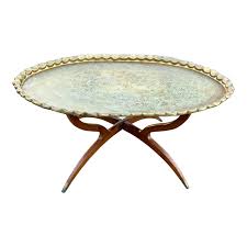 Final Markdown Mid Century Spider Leg Teak Brass Table Chairish Brass Table Spider Leg Table Morrocan Coffee Table