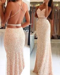 Sequins Lace Mermaid Prom Dress Open Back Long Prom Dress