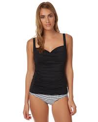 Nip Tuck Plain Twist Front Multifit Tankini Black Surfstitch