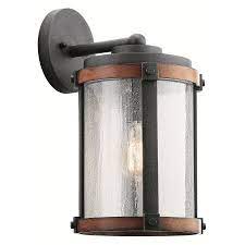 Kichler Barrington 16 In H Distressed Black And Wood Medium Base E 26 Outdoor Wall Light Lowes Com Exterior Light Fixtures Outdoor Wall Lighting Porch Light Fixtures