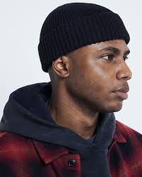 Black knitted beanie hat